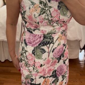 Kay Unger , MOB Column Dress , Formal, Wedding. Size 14 , Pink& white floral